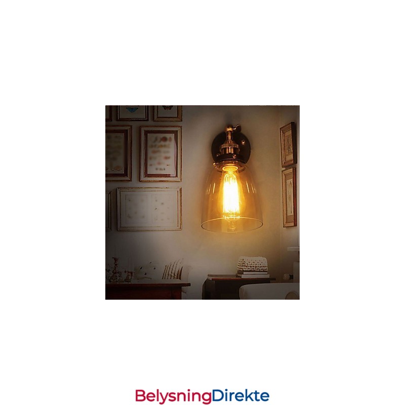 Industriell Edison Simplicity Glassvegglampe I Metall, Veggmontert Lampe Til Spisestue, Arbeidsrom, Kontor, Gang