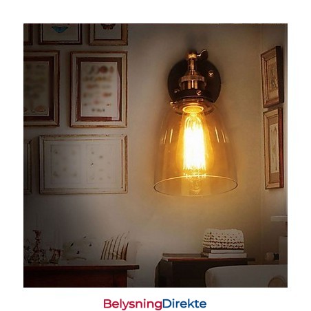 Industriell Edison Simplicity Glassvegglampe I Metall, Veggmontert Lampe Til Spisestue, Arbeidsrom, Kontor, Gang