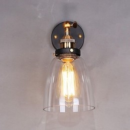 Industriell Edison Simplicity Glassvegglampe I Metall, Veggmontert Lampe Til Spisestue, Arbeidsrom, Kontor, Gang