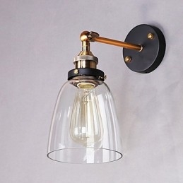 Industriell Edison Simplicity Glassvegglampe I Metall, Veggmontert Lampe Til Spisestue, Arbeidsrom, Kontor, Gang