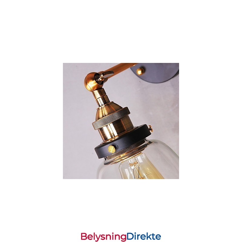 Industriell Edison Simplicity Glassvegglampe I Metall, Veggmontert Lampe Til Spisestue, Arbeidsrom, Kontor, Gang