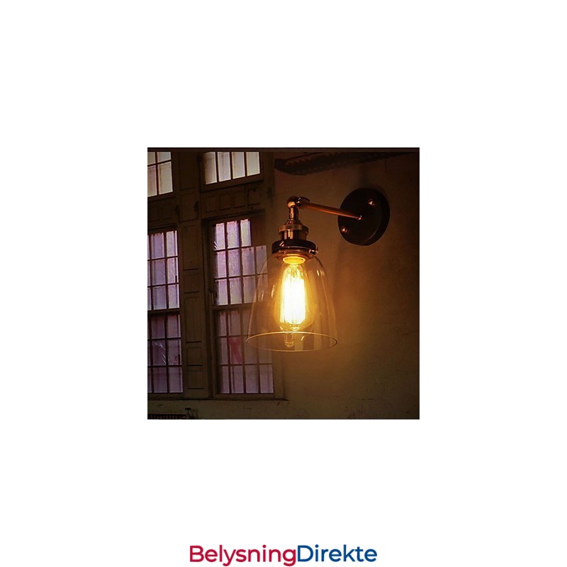 Industriell Edison Simplicity Glassvegglampe I Metall, Veggmontert Lampe Til Spisestue, Arbeidsrom, Kontor, Gang