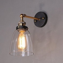 Industriell Edison Simplicity Glassvegglampe I Metall, Veggmontert Lampe Til Spisestue, Arbeidsrom, Kontor, Gang
