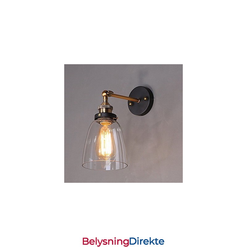 Industriell Edison Simplicity Glassvegglampe I Metall, Veggmontert Lampe Til Spisestue, Arbeidsrom, Kontor, Gang