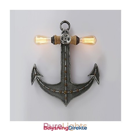 Vintage Industrielle Vegglamper I Tre, Båtankerform, Kreativ Restaurant, Kafé, Bardekorasjon, Belysning