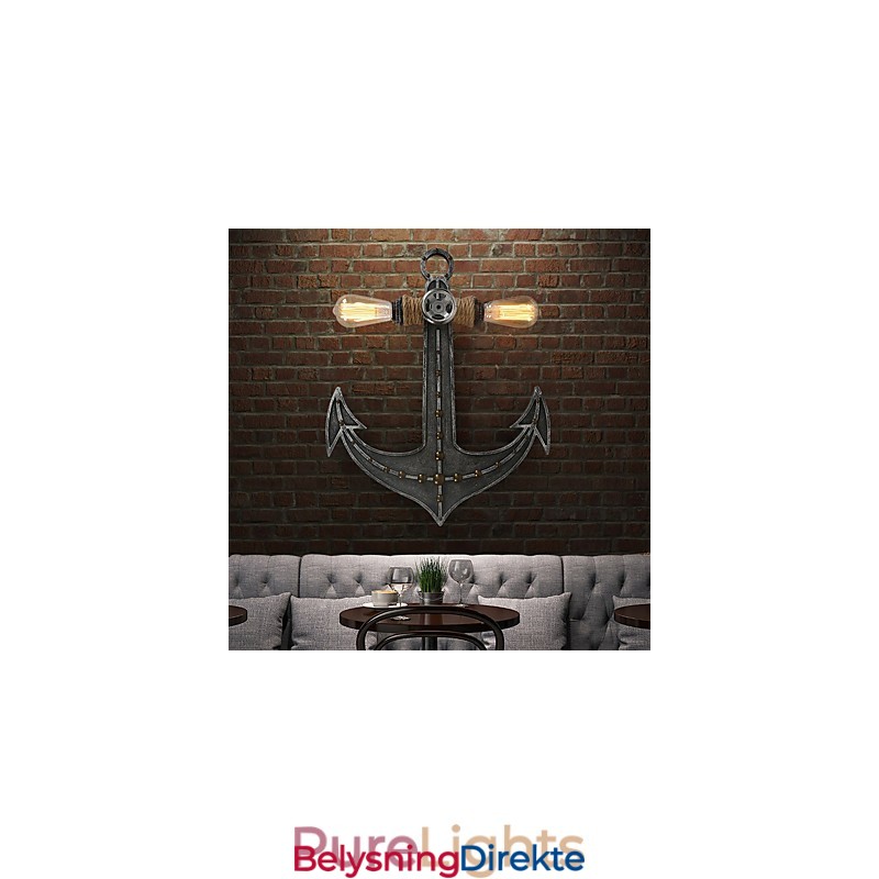 Vintage Industrielle Vegglamper I Tre, Båtankerform, Kreativ Restaurant, Kafé, Bardekorasjon, Belysning