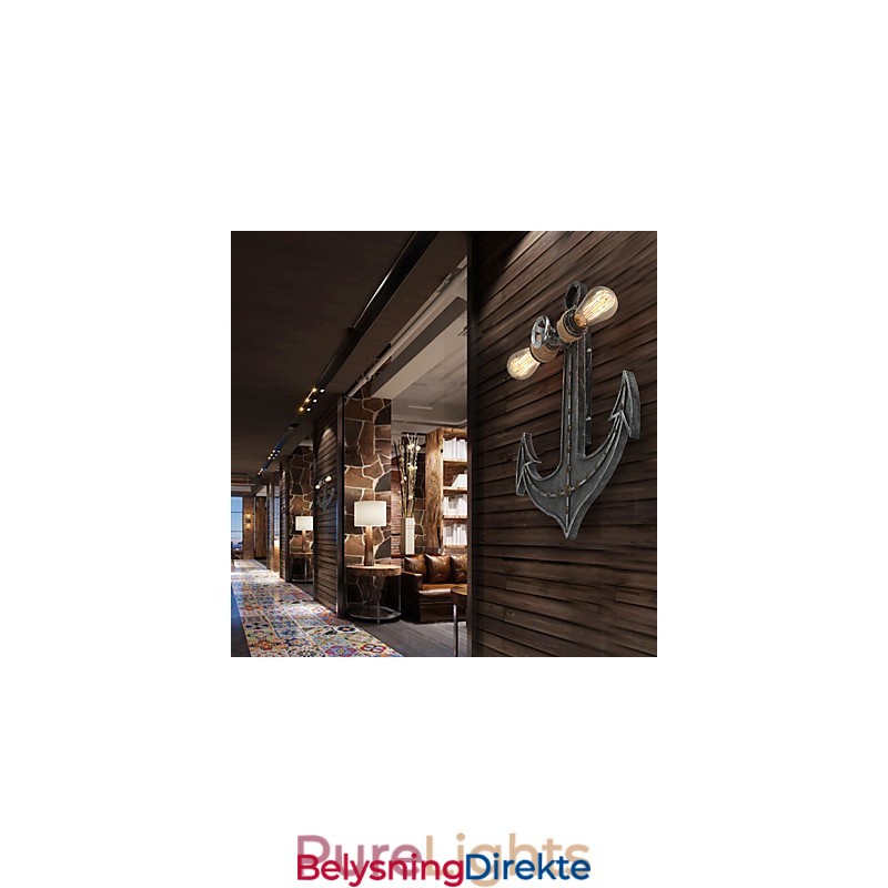 Vintage Industrielle Vegglamper I Tre, Båtankerform, Kreativ Restaurant, Kafé, Bardekorasjon, Belysning