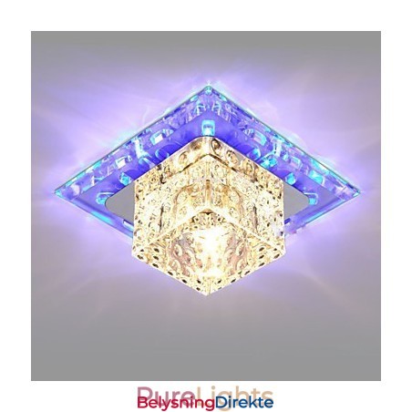 Mini Krystall Taklampe Spotlight 3W Kreativ Lampe Rørlys Fargerik Farge Firkantet Kuppellys