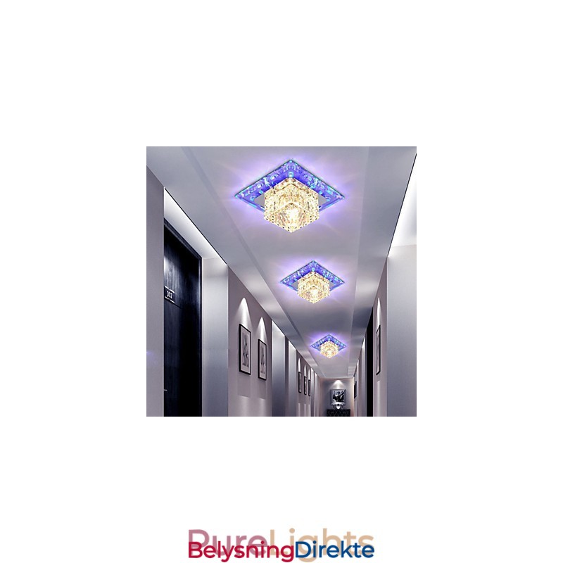 Mini Krystall Taklampe Spotlight 3W Kreativ Lampe Rørlys Fargerik Farge Firkantet Kuppellys