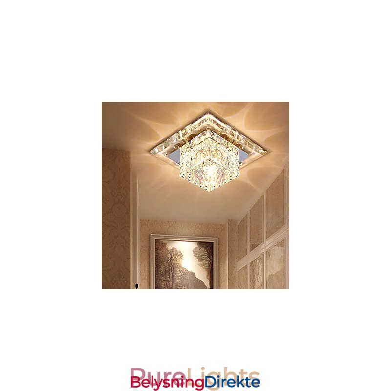 Mini Krystall Taklampe Spotlight 3W Kreativ Lampe Rørlys Fargerik Farge Firkantet Kuppellys