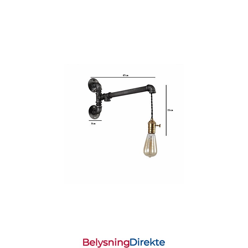Vintage Industrielle Rørvegglamper Med Bryter Kreative Lys Restaurant Kafé Bar Dekorasjonsbelysning Med 1 Lyspære Malt Overflate