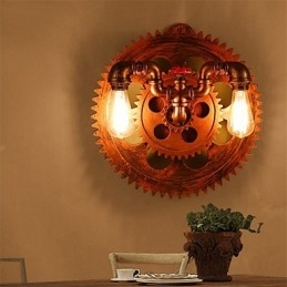 2 Hoder Vintage Industrielle Vegglamper I Treformet Form Restaurant Kafé Bar Dekorasjon Vegglampetter