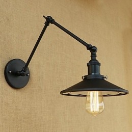 Rustikk Hytte, Landlig Retro-Maleri For Mini-Vegglampe Med Svingarm