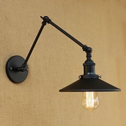 Rustikk Hytte, Landlig Retro-Maleri For Mini-Vegglampe Med Svingarm