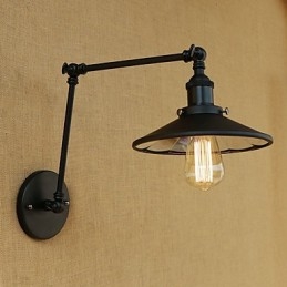 Rustikk Hytte, Landlig Retro-Maleri For Mini-Vegglampe Med Svingarm