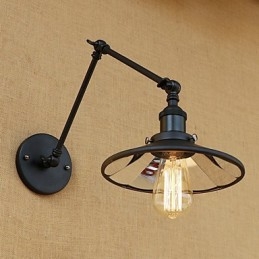 Rustikk Hytte, Landlig Retro-Maleri For Mini-Vegglampe Med Svingarm