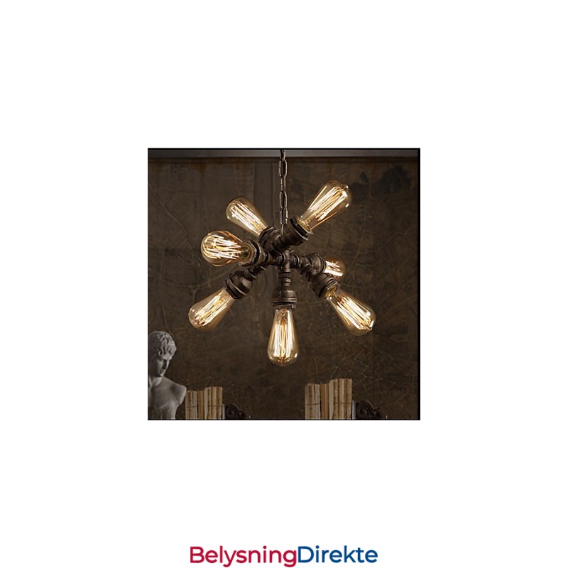 Amerikansk Industriell Vannrør Retro-Stil Wind 7-Lys Anhengslysekrone