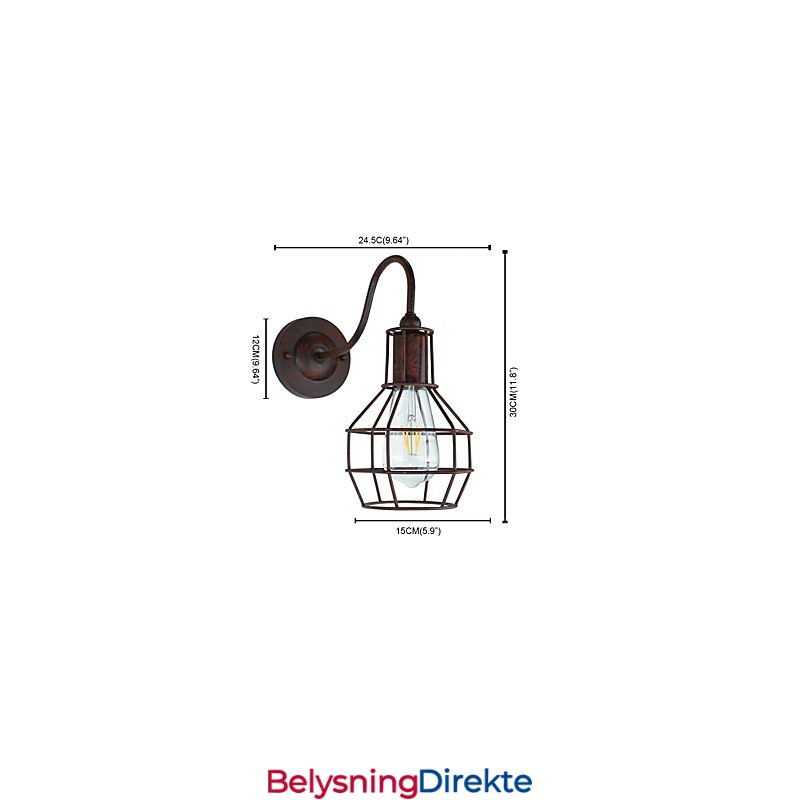 Vegglampe Vegglampe Rustfarget Retro Vegglampe