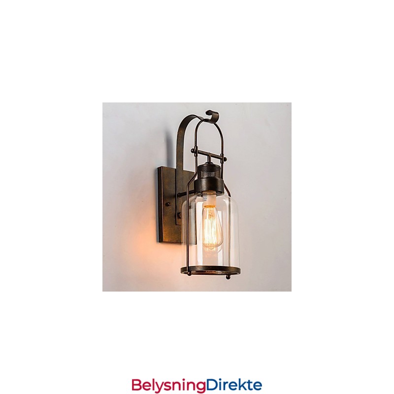 Retro Industriell Loftlykt Med 1 Lys Og Klart Glass