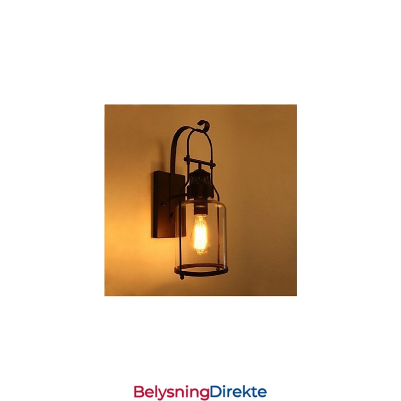 Retro Industriell Loftlykt Med 1 Lys Og Klart Glass