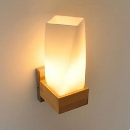 Simplicity Nordic Wood Art Stue Korridor Balkong Glass Heltre Vegglampe Til Soverom Sengens Hodegjerde