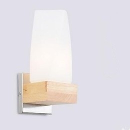 Simplicity Nordic Wood Art Stue Korridor Balkong Glass Heltre Vegglampe Til Soverom Sengens Hodegjerde