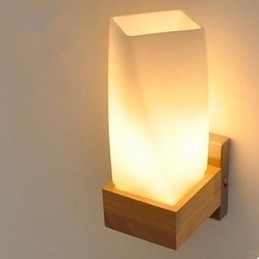 Simplicity Nordic Wood Art Stue Korridor Balkong Glass Heltre Vegglampe Til Soverom Sengens Hodegjerde