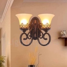 Rustikk Hytte Stue Spisestue Soverom Metall Innendørs Vegglampetter