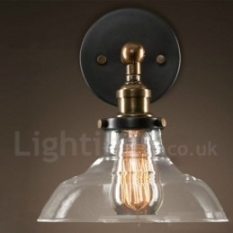 Rustikk Vegglampe For Soverom Med 1 Lys Og Glassskjerm I Hyttestil