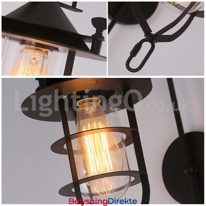 Retro Dock-Vegglampe Svart Wharf-Vegglamper Dock-Vegglampe Restaurant Stue Kafé Bar Klesbutikk