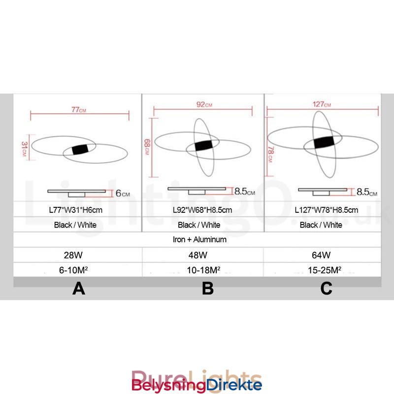 Dimmbar Oval Moderne Samtidskunst Taklampe I Aluminium Innfelt Lampe For Stue Soverom Kan Også Brukes Som Vegglampe