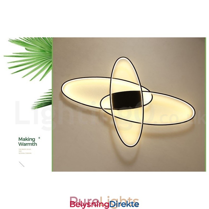 Dimmbar Oval Moderne Samtidskunst Taklampe I Aluminium Innfelt Lampe For Stue Soverom Kan Også Brukes Som Vegglampe