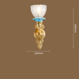 100 % Ren Messing Luksuriøs Rustikk Retro Vintage Messingkeramikk Vegglampe Med 1 Lys Og Glassskjermer Spesiell For Hotellkontor Utstillingslokale Stue Spisestue