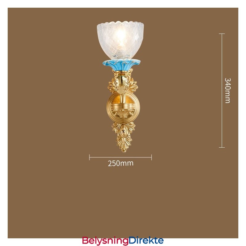 100 % Ren Messing Luksuriøs Rustikk Retro Vintage Messingkeramikk Vegglampe Med 1 Lys Og Glassskjermer Spesiell For Hotellkontor Utstillingslokale Stue Spisestue