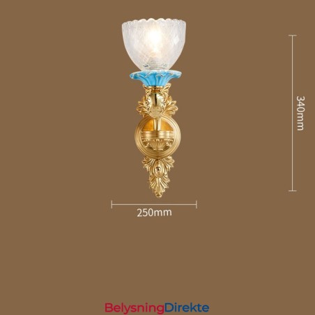 100 % Ren Messing Luksuriøs Rustikk Retro Vintage Messingkeramikk Vegglampe Med 1 Lys Og Glassskjermer Spesiell For Hotellkontor Utstillingslokale Stue Spisestue