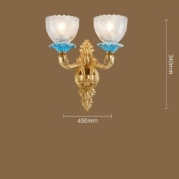 100 % Ren Messing Luksuriøs Rustikk Retro Vintage Messingkeramikk Vegglampe Med 2 Lys Og Glassskjermer Spesiell For Hotellkontor Utstillingslokale Stue Spisestue