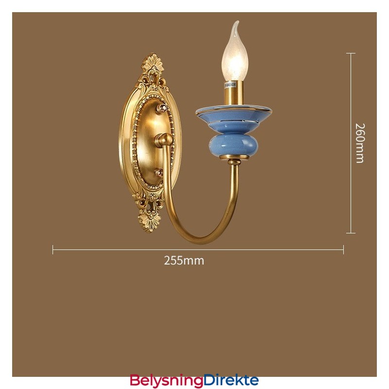 100 % Ren Messing Luksuriøs Rustikk Retro Vintage Messing Keramikk 1 Lys Vegglampe Spesiell For Hotell Kontor Showroom Stue Spisestue