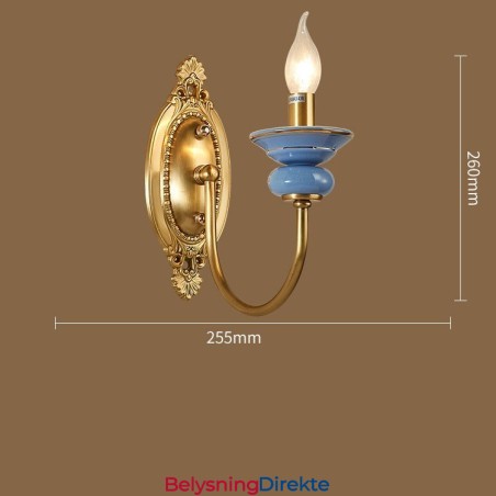 100 % Ren Messing Luksuriøs Rustikk Retro Vintage Messing Keramikk 1 Lys Vegglampe Spesiell For Hotell Kontor Showroom Stue Spisestue