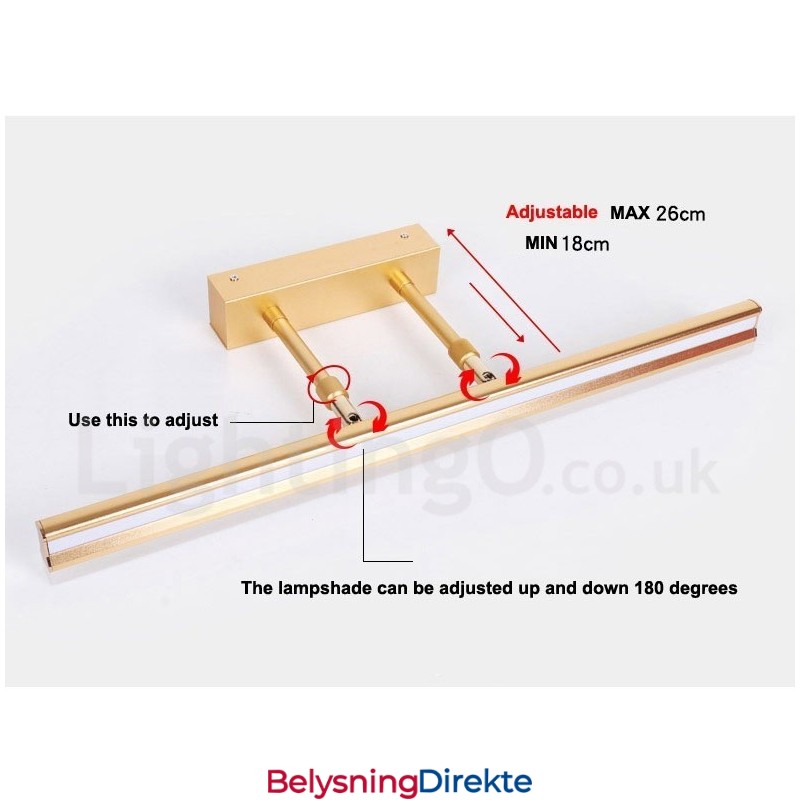 Ip44 Speillampe Baderomslys Opp- Og Nedbelysning Vegglamper Med Akrylskjerm Sminkebelysning