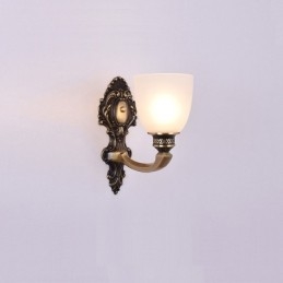 Luksuriøs Rustikk Retro Vintage Messing Vegglampe Med 1 Lys Og Glassskjerm I Ren Messing, Spesielt For Hotell, Kontor, Utstillingslokale, Stue, Spisestue