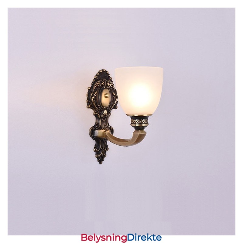 Luksuriøs Rustikk Retro Vintage Messing Vegglampe Med 1 Lys Og Glassskjerm I Ren Messing, Spesielt For Hotell, Kontor, Utstillingslokale, Stue, Spisestue