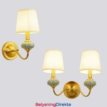 Luksuriøs Rustikk Retro Vintage Messingkeramikk Vegglampe Med Glassskjerm, Spesielt For Hotell, Kontor, Utstillingslokale, Stue, Spisestue