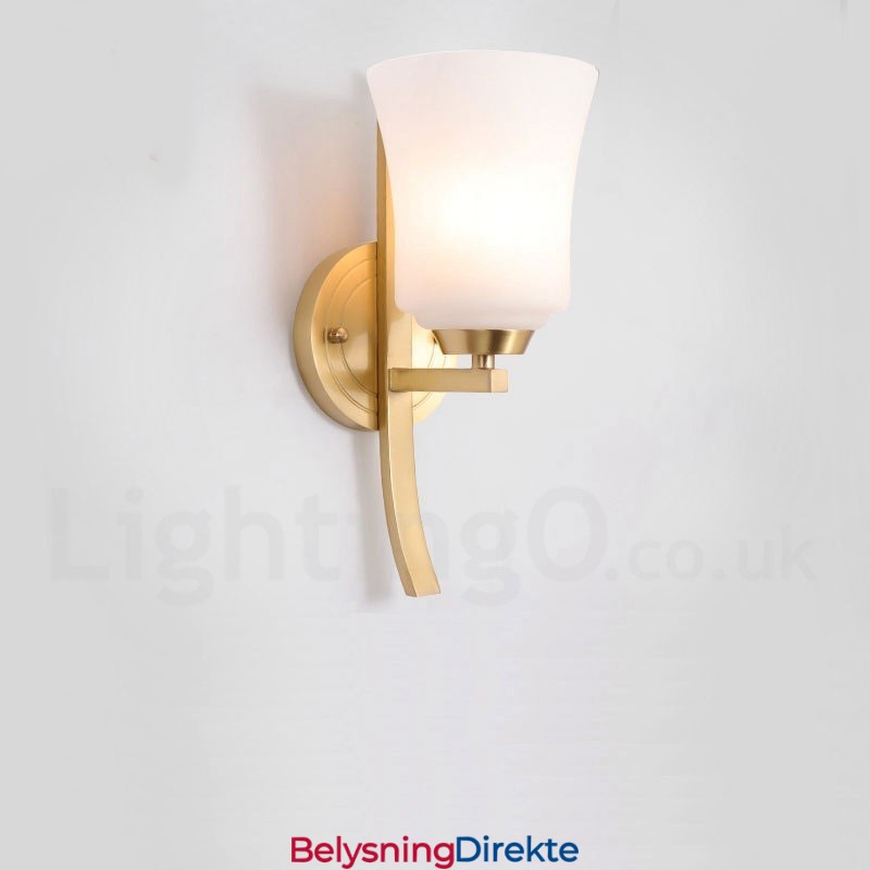 Luksuriøs Rustikk Retro Vintage Messing Vegglampe Med 1 Lyskilde Og Glassskjerm I Ren Messing, Spesielt For Hotell, Kontor, Utstillingslokale, Stue, Spisestue