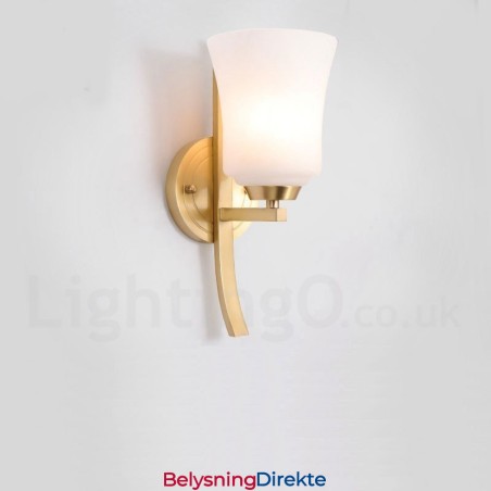 Luksuriøs Rustikk Retro Vintage Messing Vegglampe Med 1 Lyskilde Og Glassskjerm I Ren Messing, Spesielt For Hotell, Kontor, Utstillingslokale, Stue, Spisestue