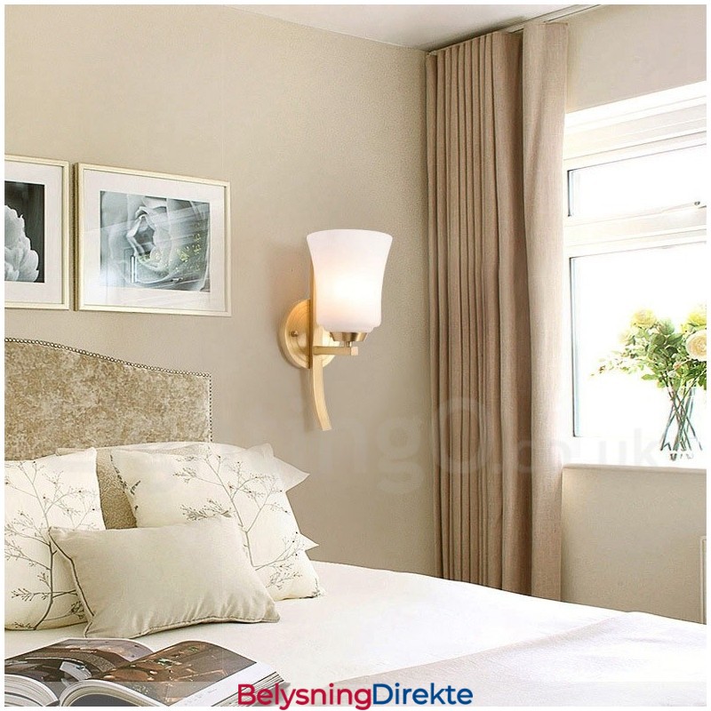 Luksuriøs Rustikk Retro Vintage Messing Vegglampe Med 1 Lyskilde Og Glassskjerm I Ren Messing, Spesielt For Hotell, Kontor, Utstillingslokale, Stue, Spisestue