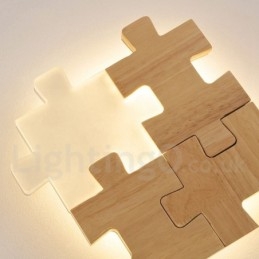 Vegglampe I Tre Med Akrylskjerm Moderne, Moderne Vegglampe I Tre Og Bambus