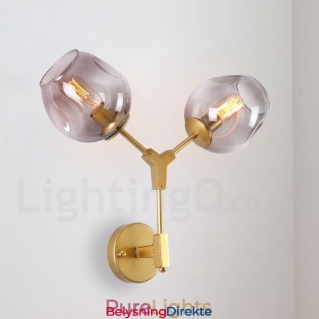 Rustikk Retro Vintage Vegglampe Med To Lyskilder Og Flerfarget Glassskjerm, Spesielt For Hotell, Kontor, Utstillingslokale, Stue, Soverom