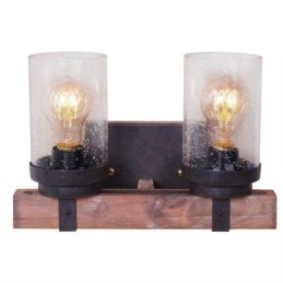 2-Lys Vintage Vegglampe I Tre I Industriell Stil For Vind, Bar, Loft, Kaffe, Restaurant