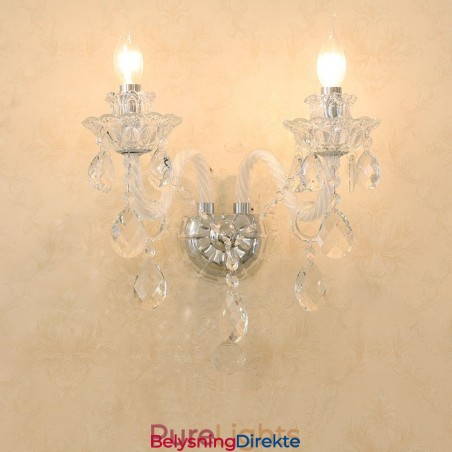 2 Matchende Krystalllys Retro Glassvegglampe Med 2 Lys