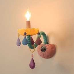 Macaron 1 Lys Flerkrystalllys Retro Glassvegglampe Til Barnerom Barnesoverom